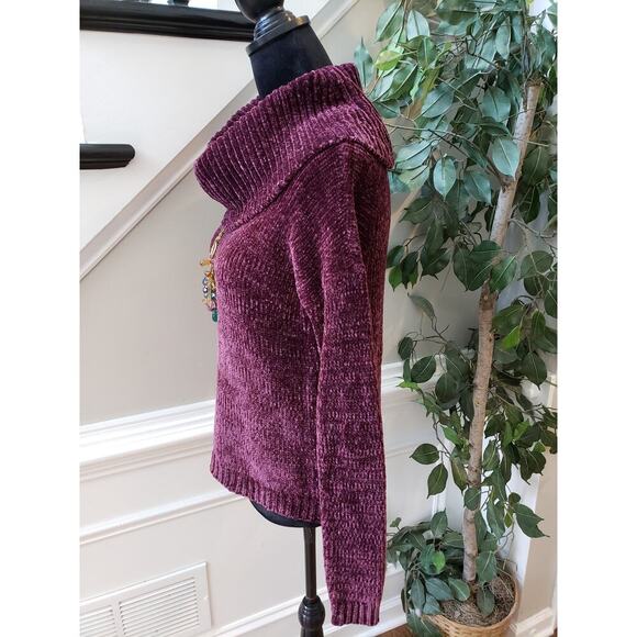 Michael Kors Sweater Womens XS Purple Polyester Knit Funnel Neck Super Soft - Picture 11 of 11